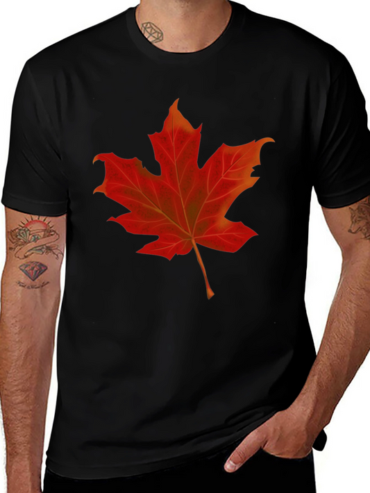 Maple Leaf Graphic Tee - Black Cotton Shirt