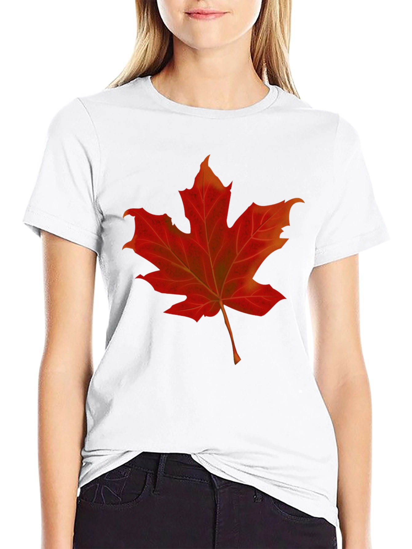 Maple Leaf Graphic Tee - Black Cotton Shirt