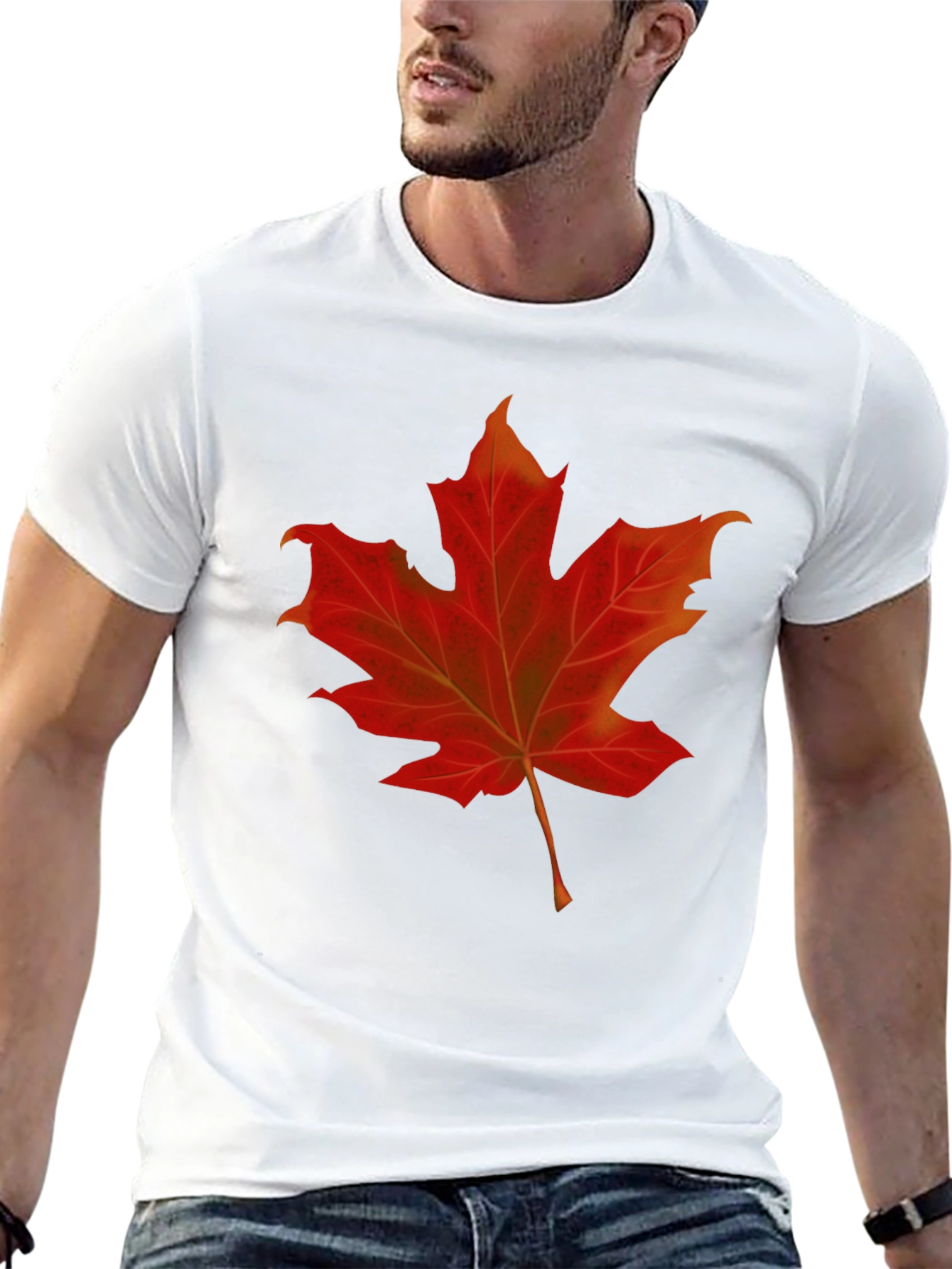 Maple Leaf Graphic Tee - Black Cotton Shirt