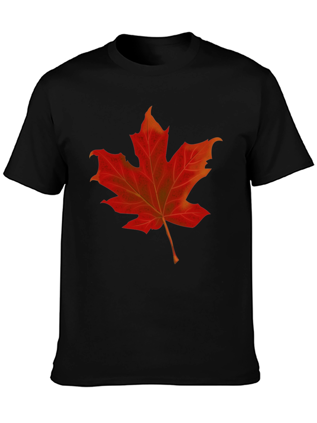 Maple Leaf Graphic Tee - Black Cotton Shirt