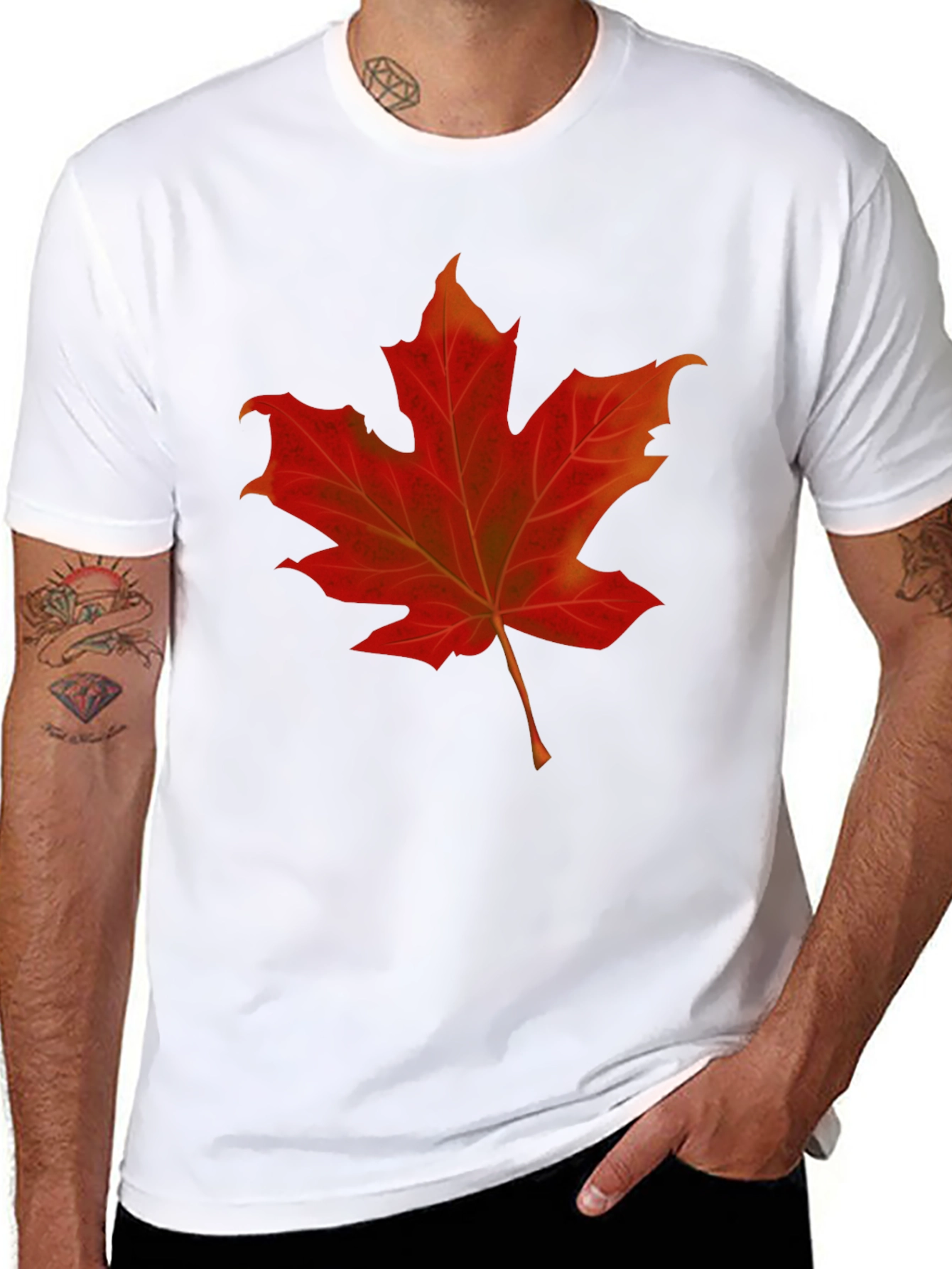 Maple Leaf Graphic Tee - Black Cotton Shirt