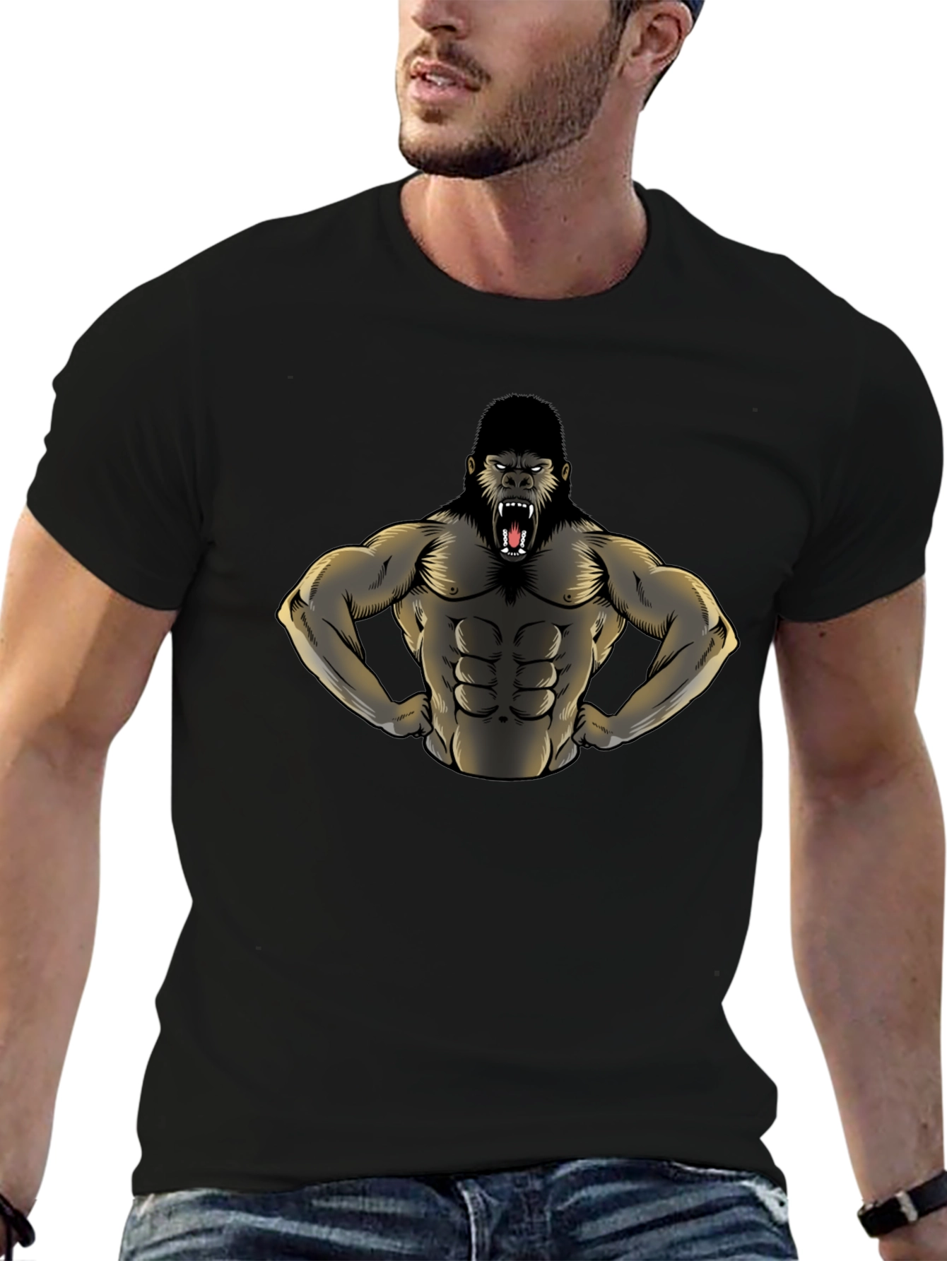 Gorilla Muscle Tee - Black Graphic T-Shirt