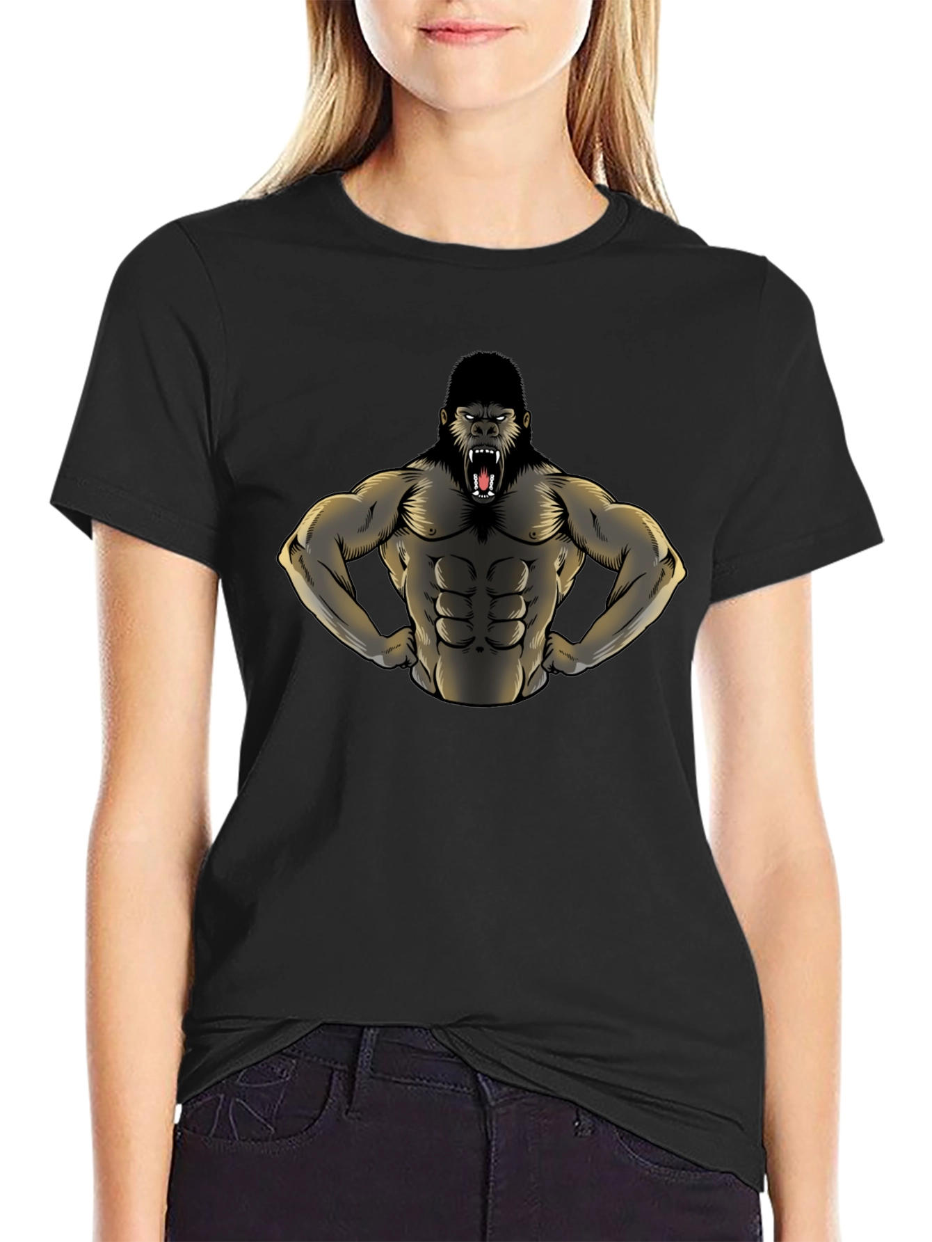 Gorilla Muscle Tee - Black Graphic T-Shirt