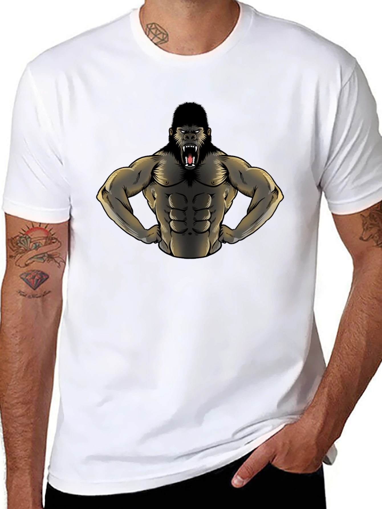 Gorilla Muscle Tee - Black Graphic T-Shirt
