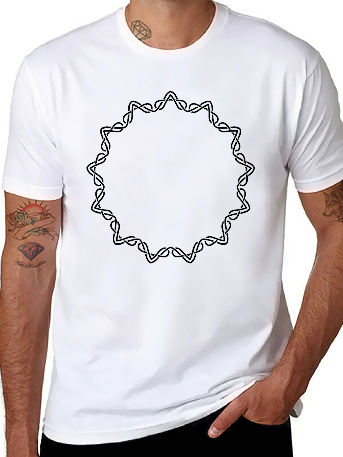 Mens Black Graphic Tee - Celtic Knot Circle