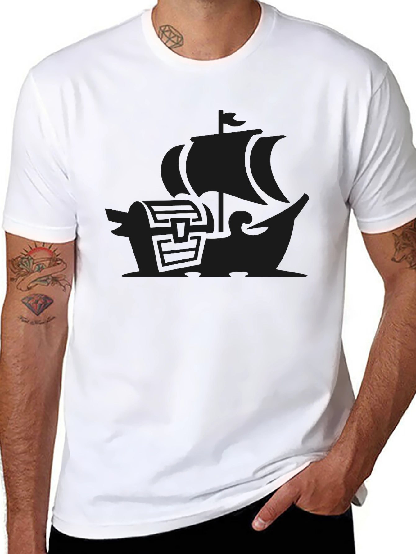 Black Ship Graphic Mens T-Shirt
