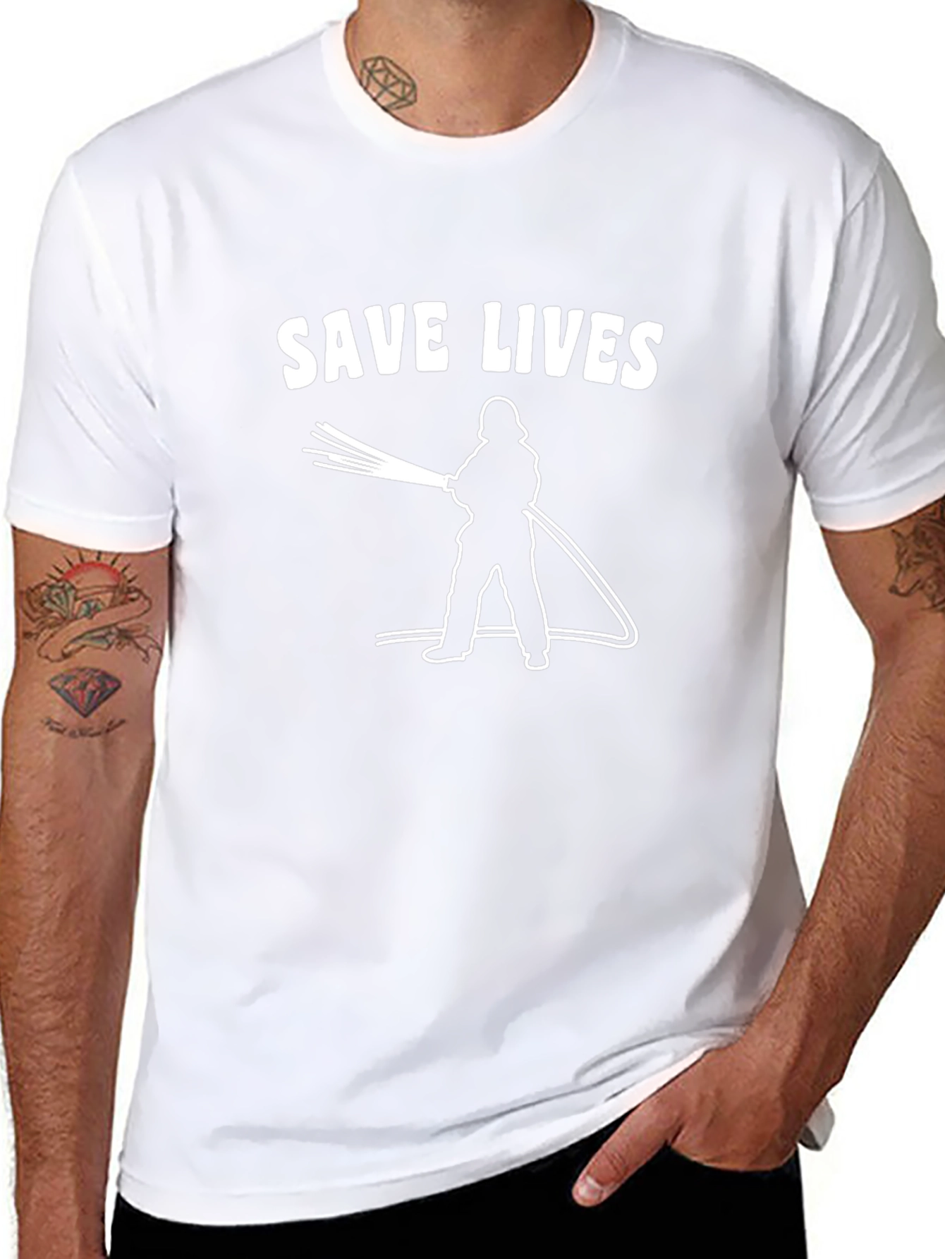 Save Lives Firefighter Graphic Tee - Black