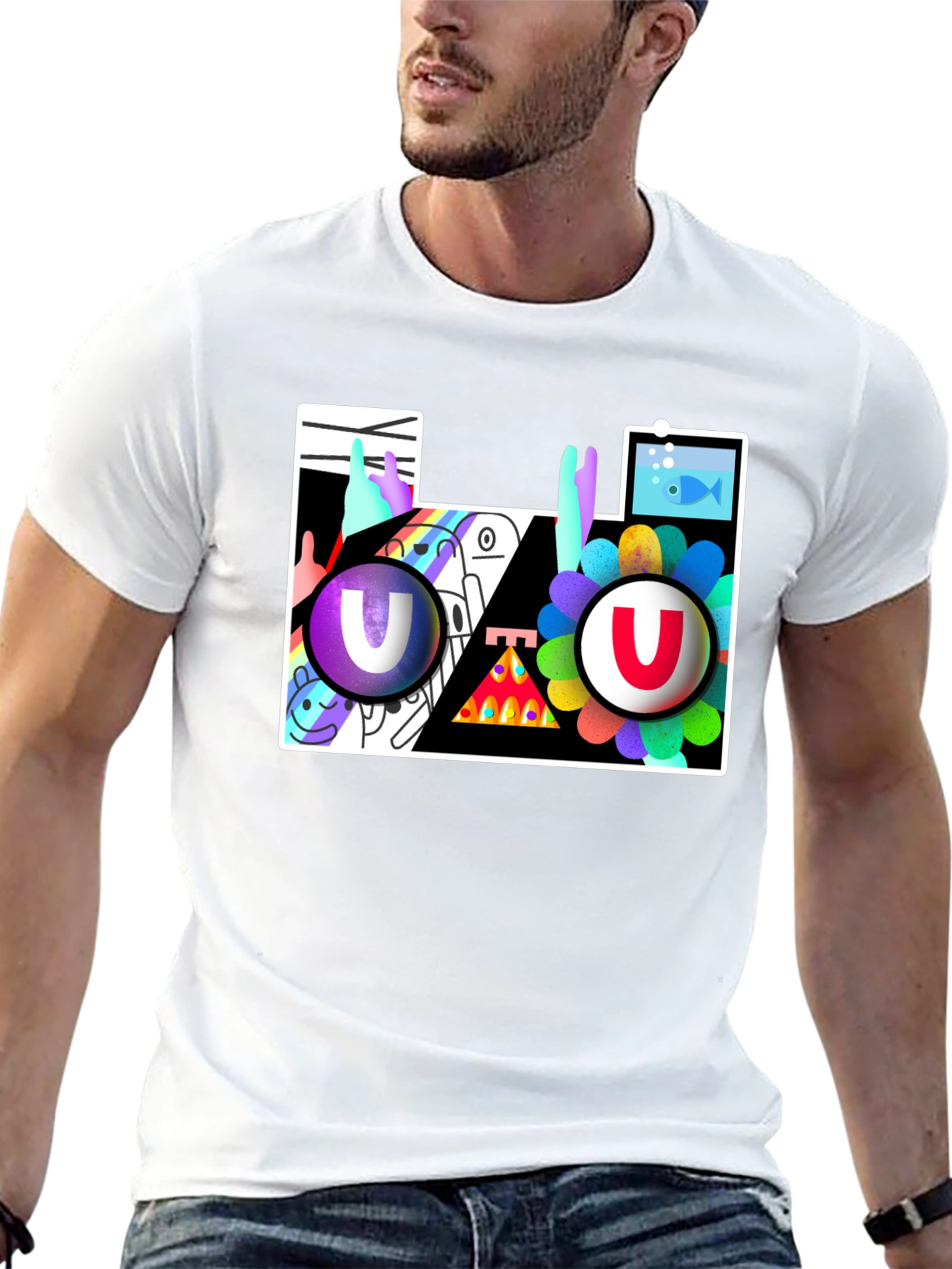 Abstract Art Graphic Print Black T-Shirt