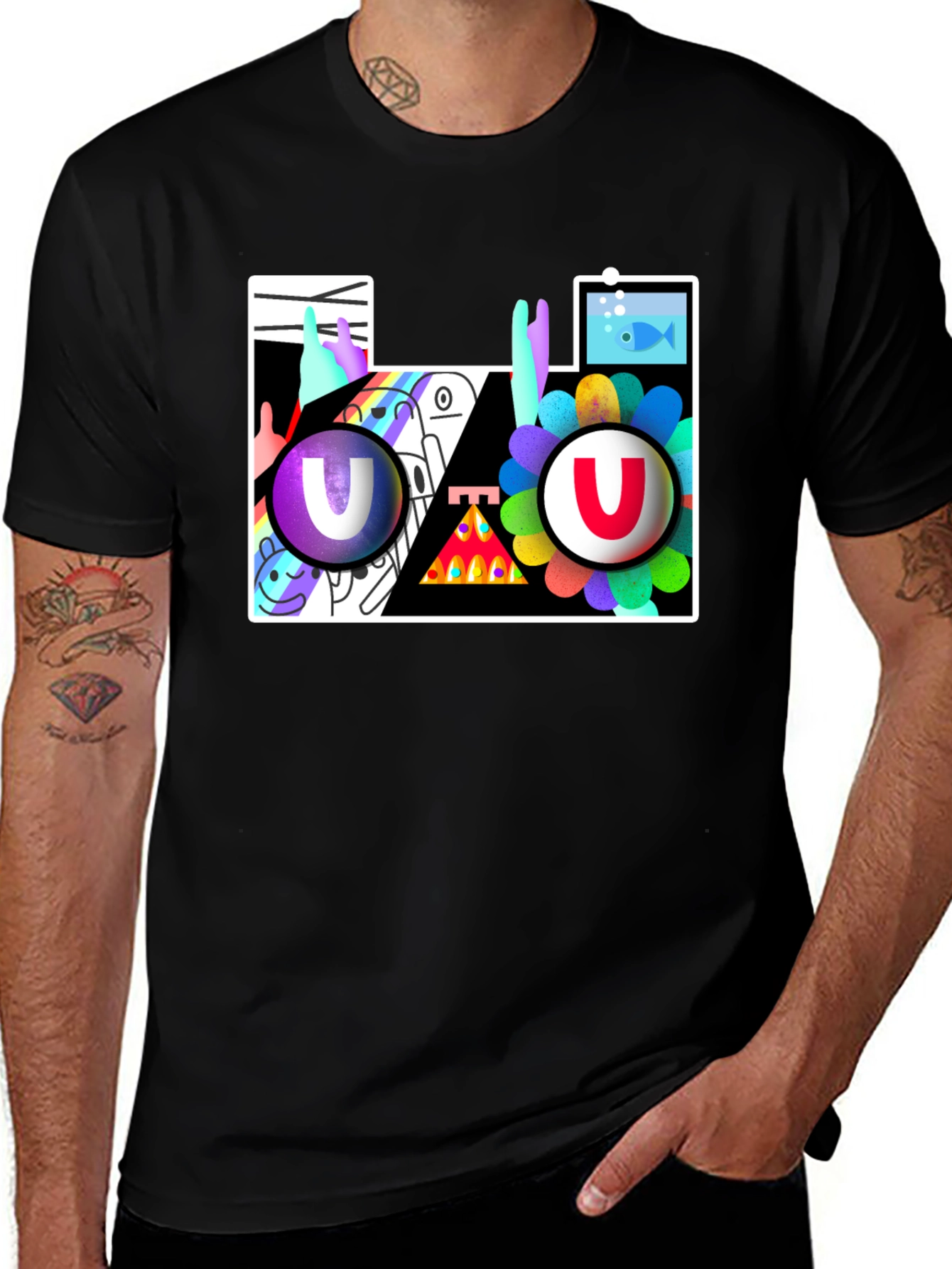 Abstract Art Graphic Print Black T-Shirt