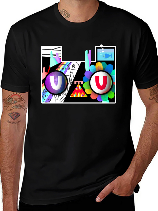 Abstract Art Graphic Print Black T-Shirt