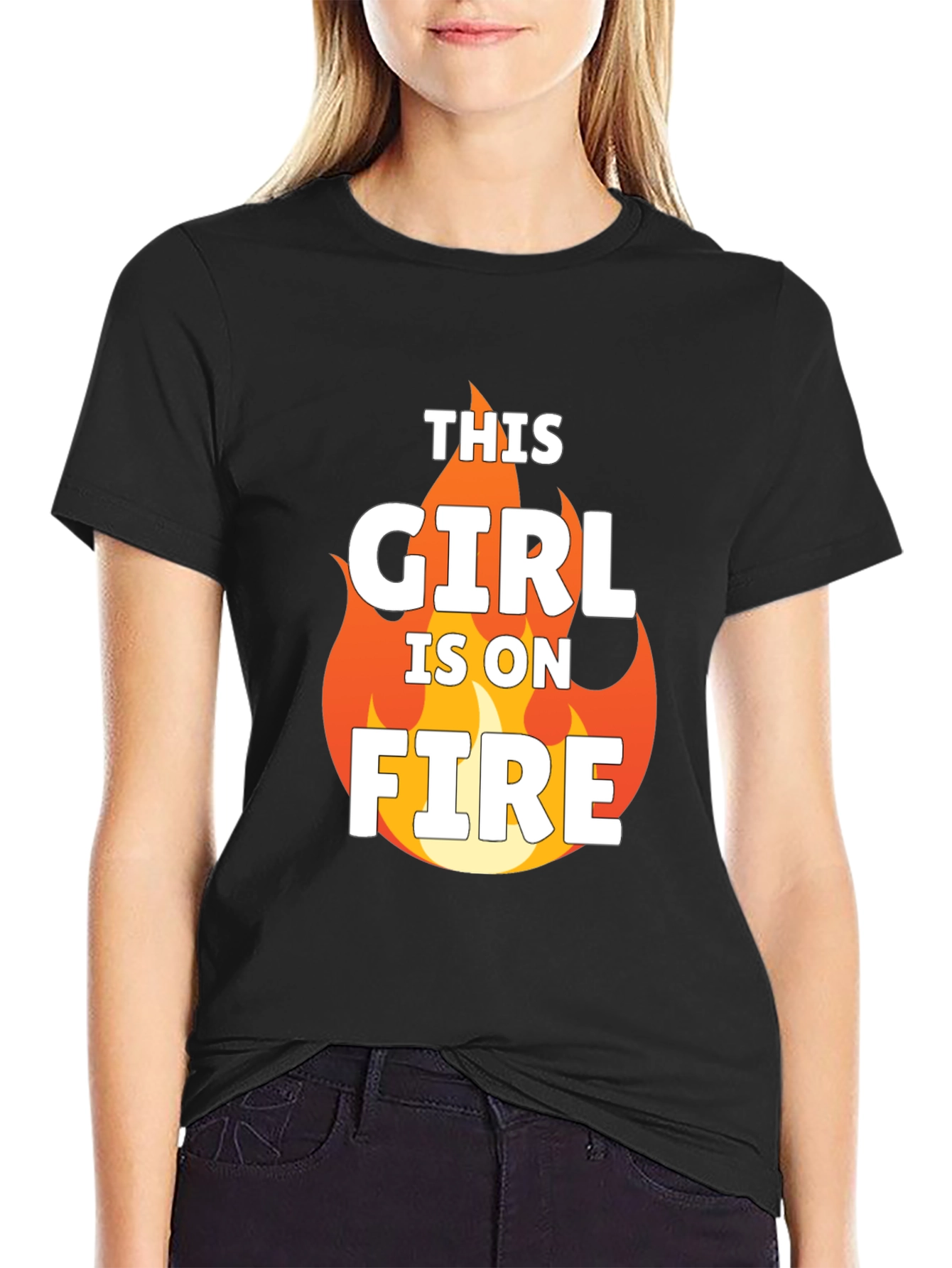 This Girl Is On Fire Graphic Tee - Black