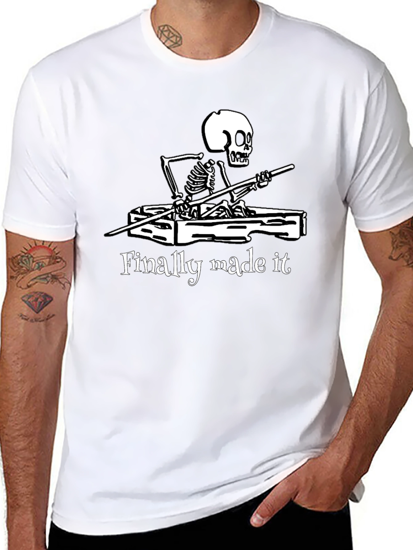 Finally Made It Skeleton T-Shirt - Funny Graphic Tee