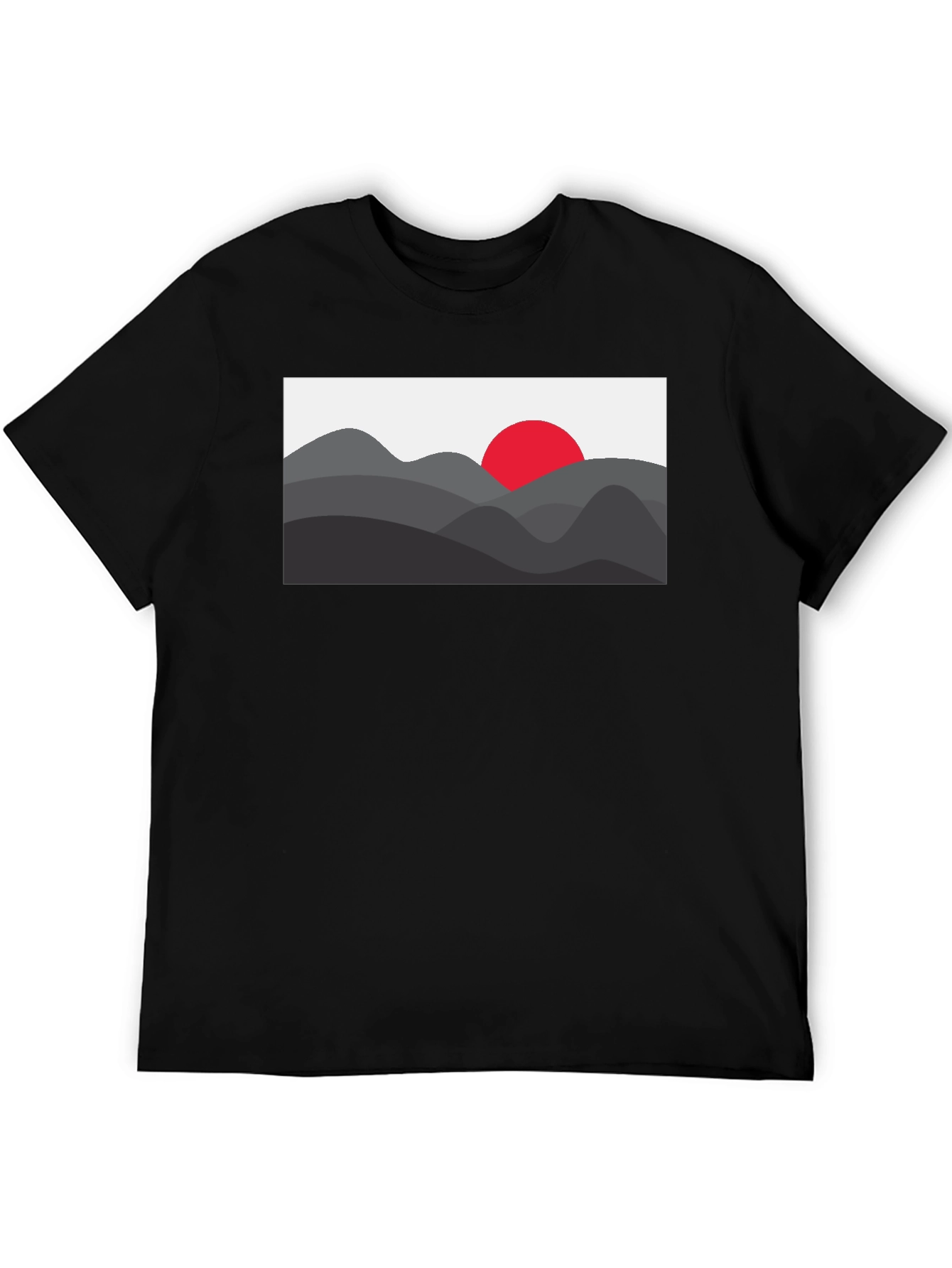 Mens Black Graphic Tee - Mountain Sunset Design