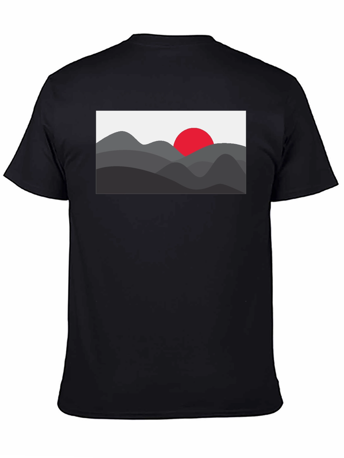 Mens Black Graphic Tee - Mountain Sunset Design