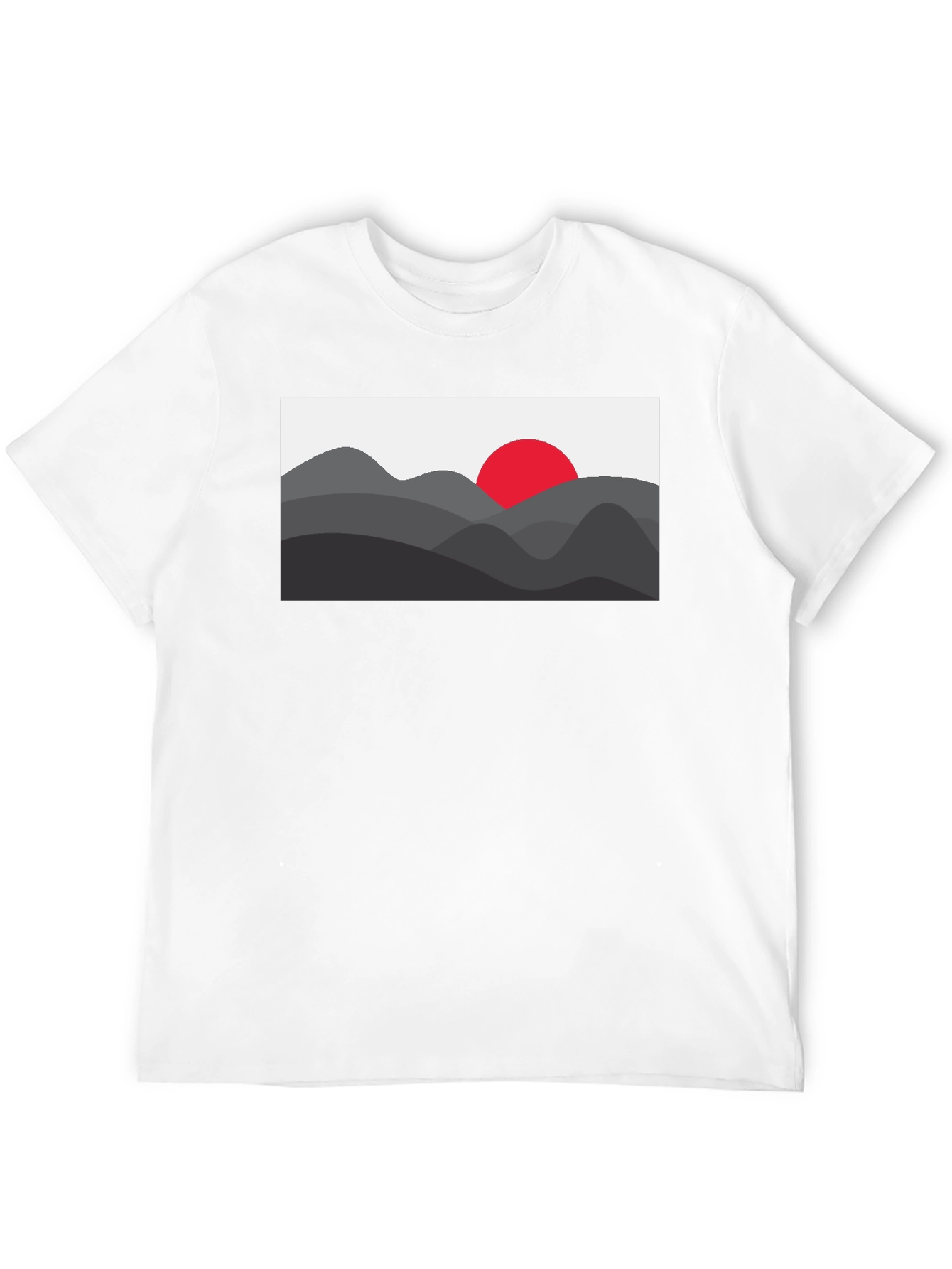 Mens Black Graphic Tee - Mountain Sunset Design