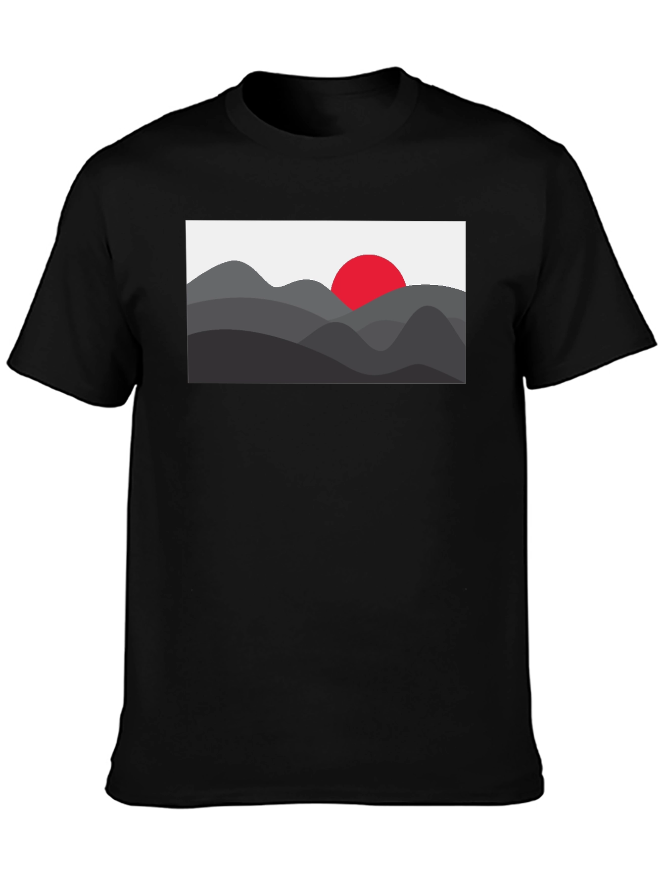 Mens Black Graphic Tee - Mountain Sunset Design