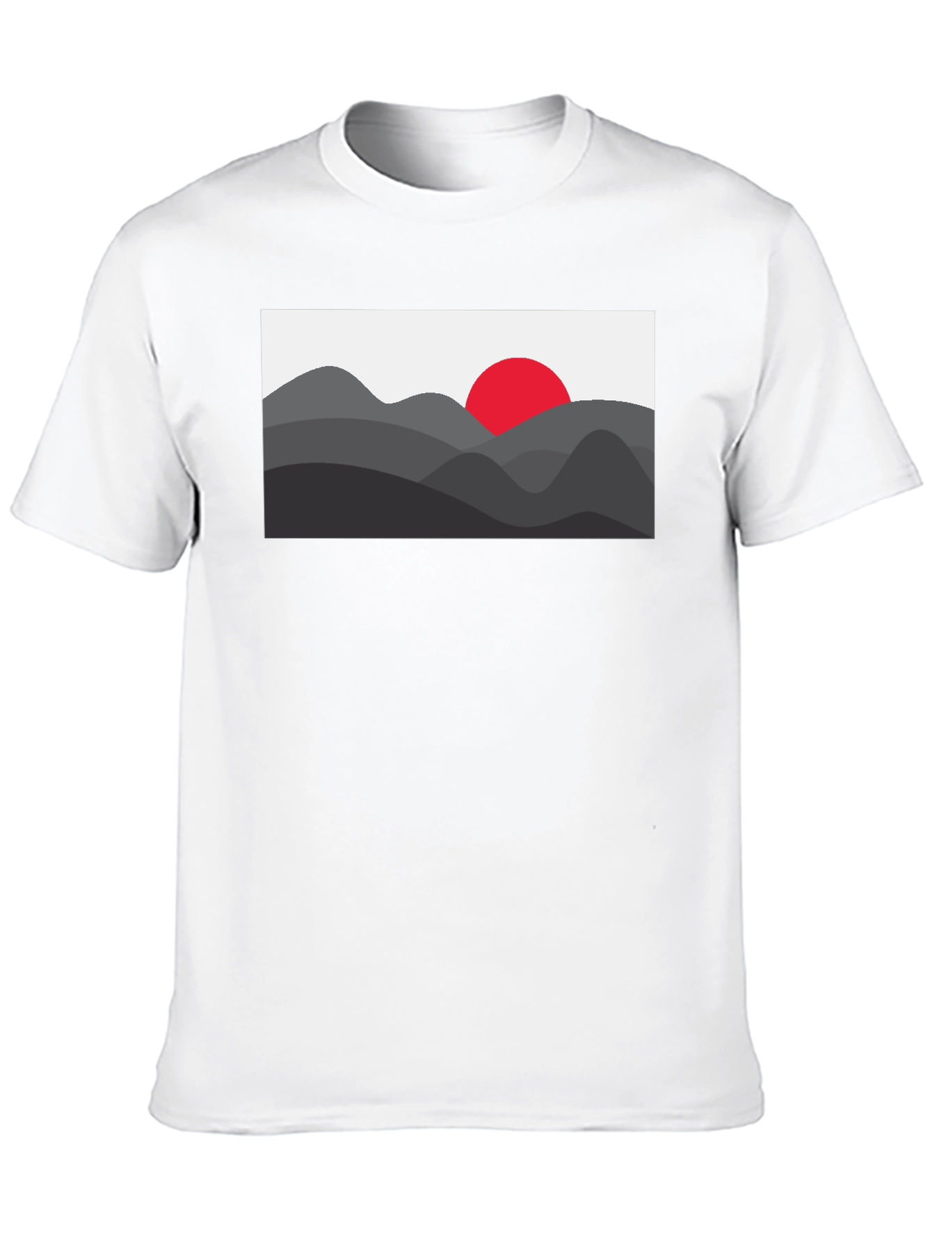 Mens Black Graphic Tee - Mountain Sunset Design