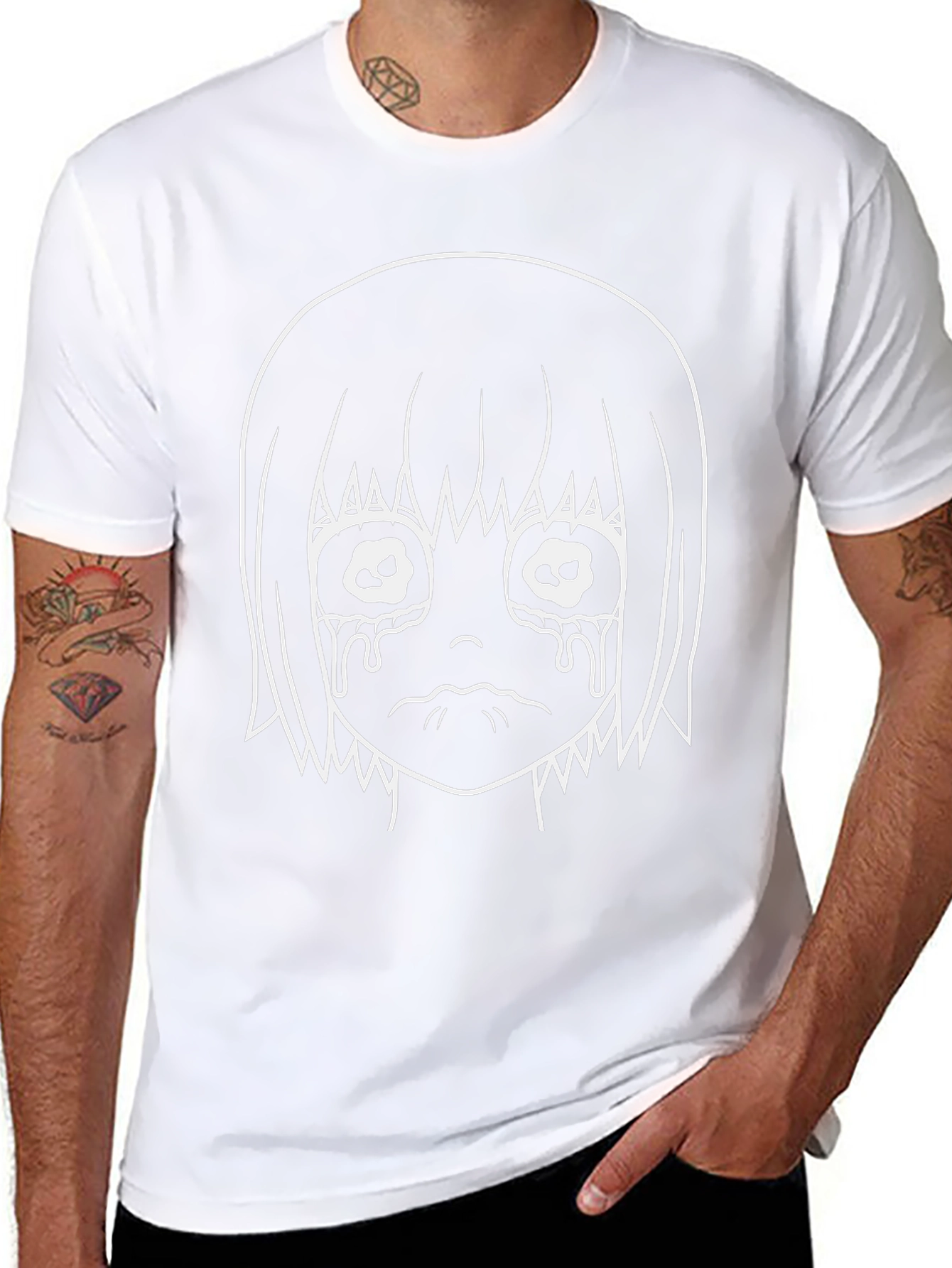 Crying Anime Girl Graphic Black T-Shirt