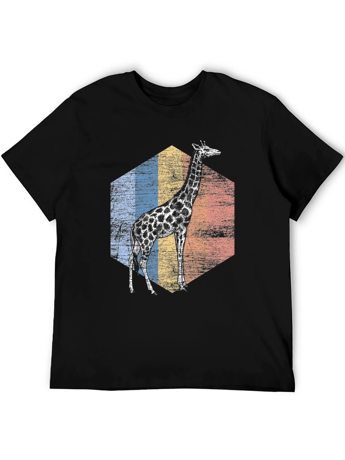 Giraffe Retro Hexagon Graphic Tee