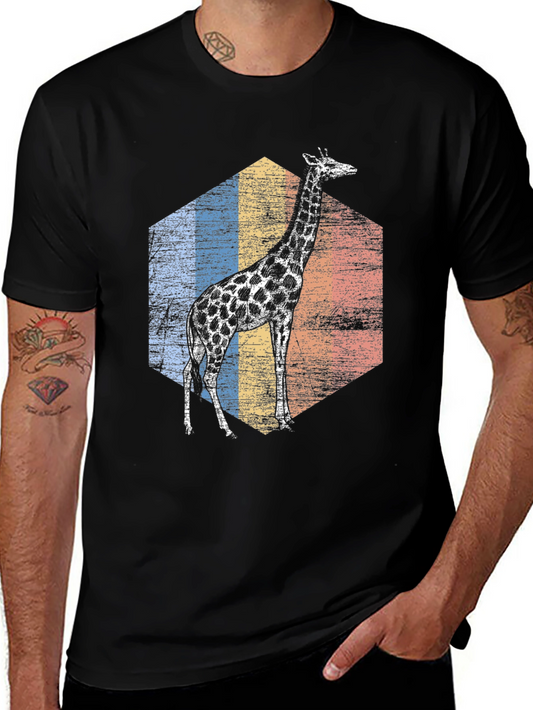 Giraffe Retro Hexagon Graphic Tee