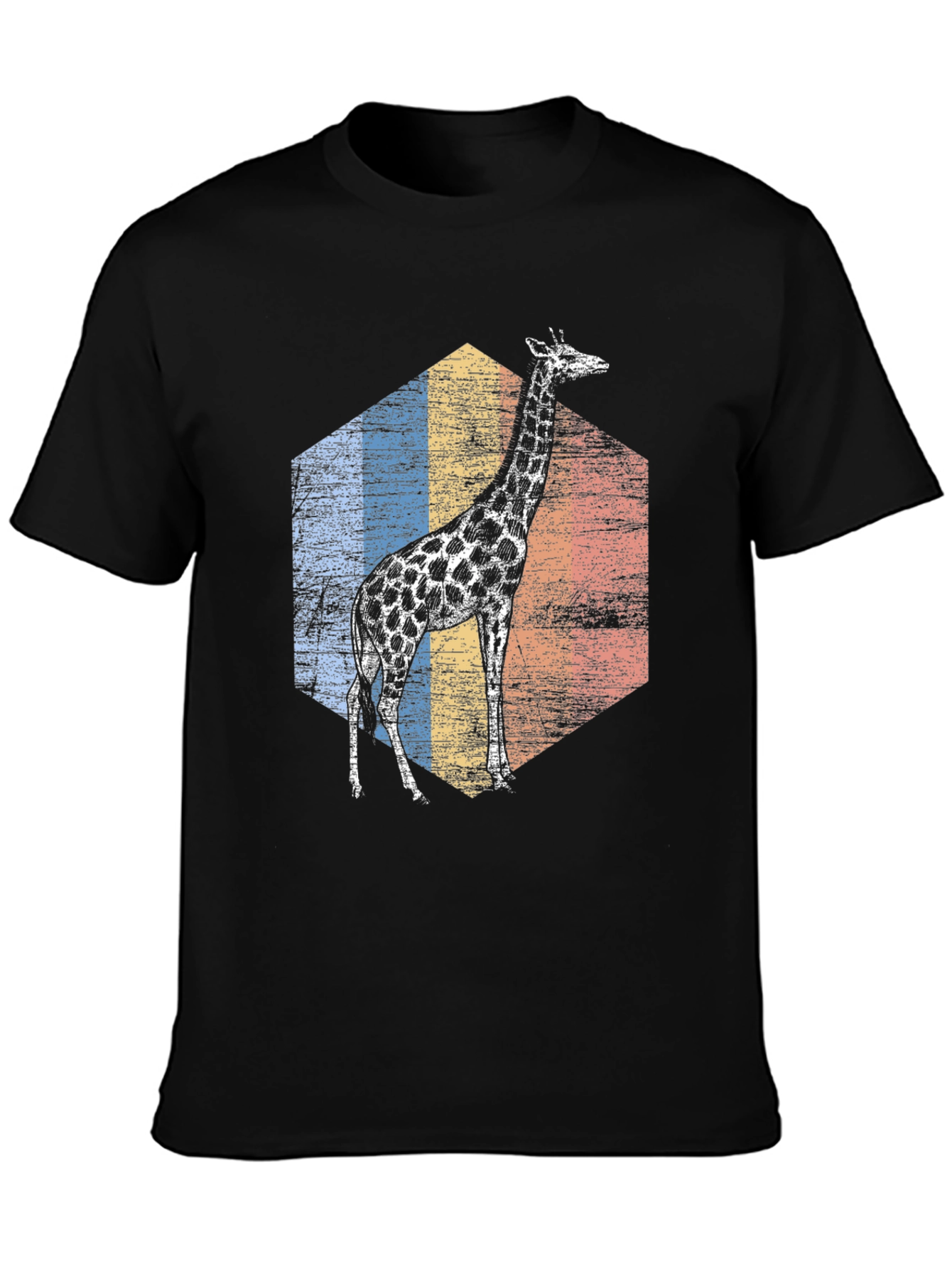 Giraffe Retro Hexagon Graphic Tee