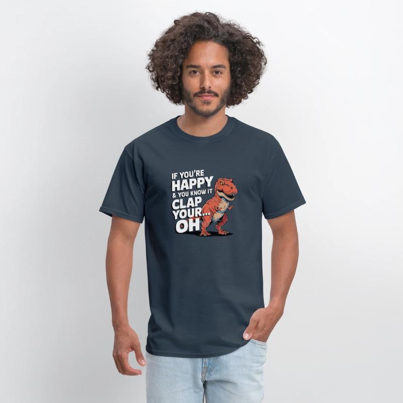 Dino Clap Your Hands Funny Dinosaur Illustration