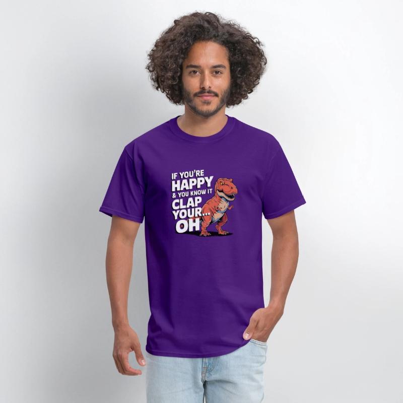 Dino Clap Your Hands Funny Dinosaur Illustration