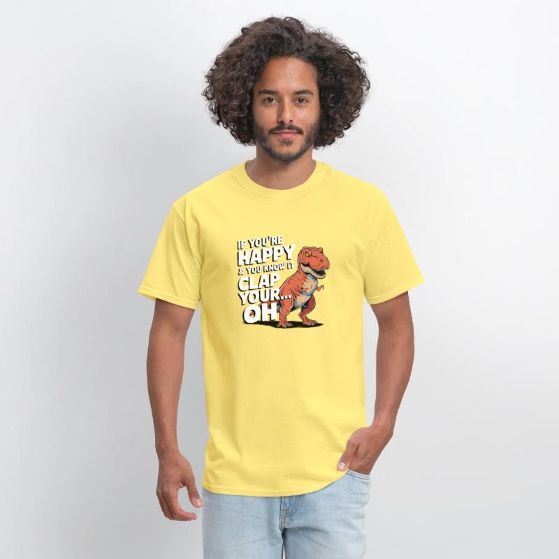 Dino Clap Your Hands Funny Dinosaur Illustration