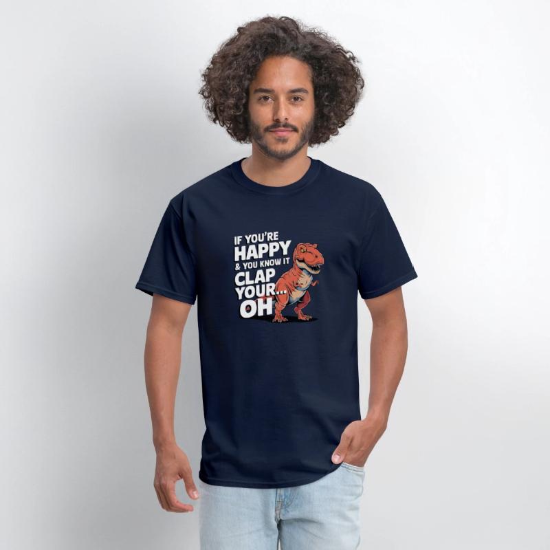 Dino Clap Your Hands Funny Dinosaur Illustration