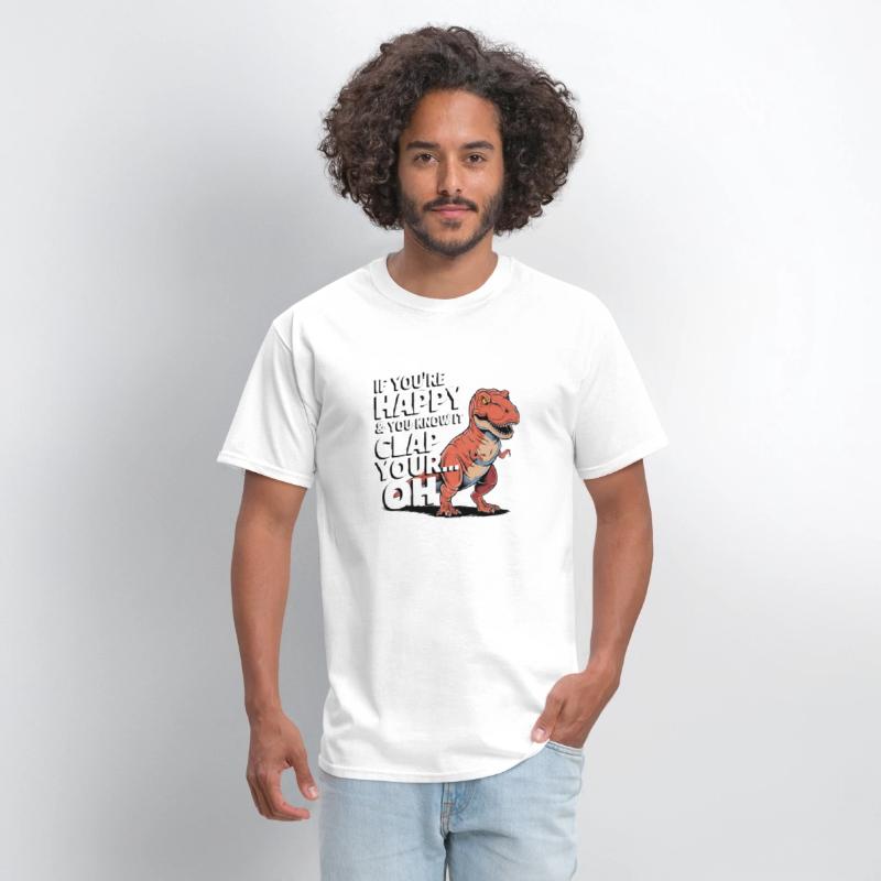 Dino Clap Your Hands Funny Dinosaur Illustration