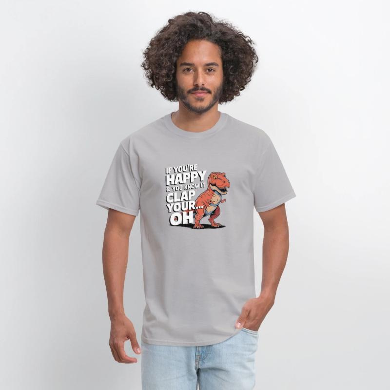 Dino Clap Your Hands Funny Dinosaur Illustration