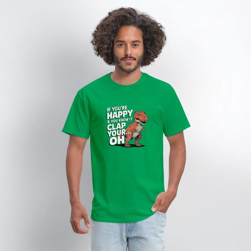 Dino Clap Your Hands Funny Dinosaur Illustration