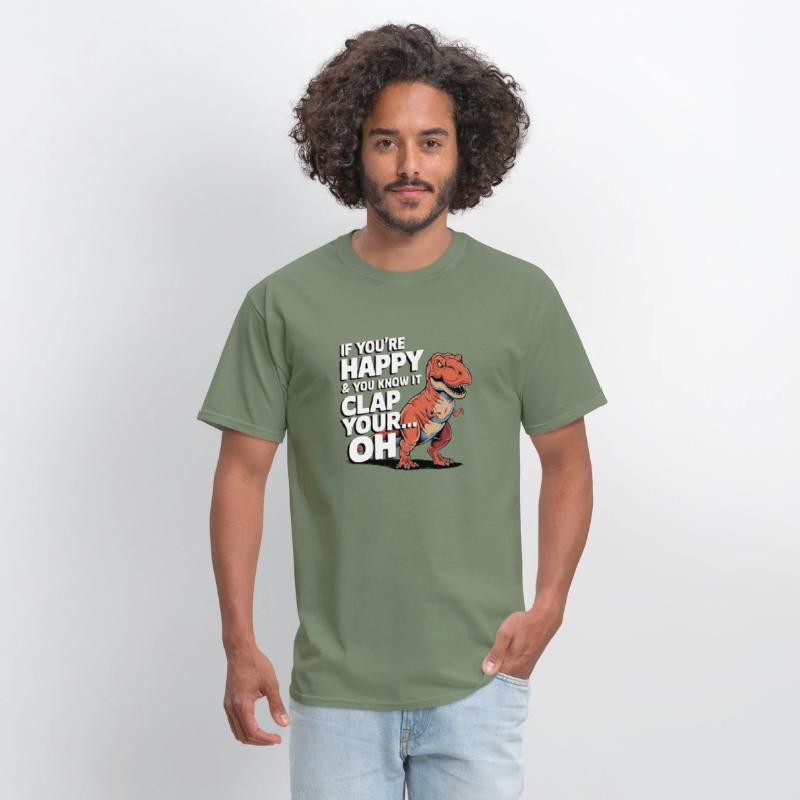 Dino Clap Your Hands Funny Dinosaur Illustration