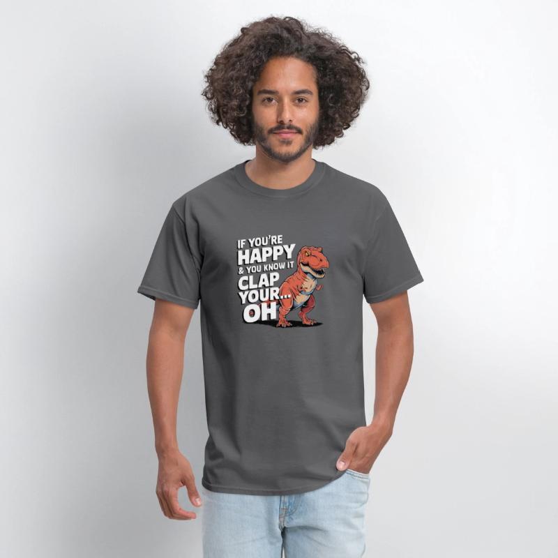 Dino Clap Your Hands Funny Dinosaur Illustration
