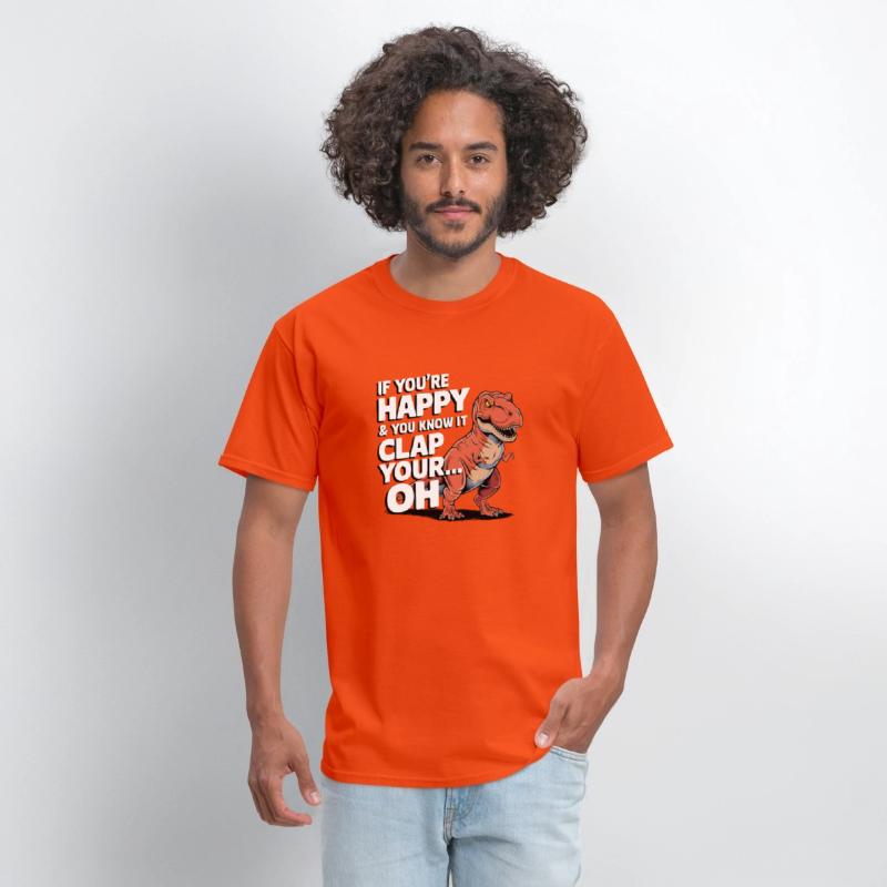 Dino Clap Your Hands Funny Dinosaur Illustration