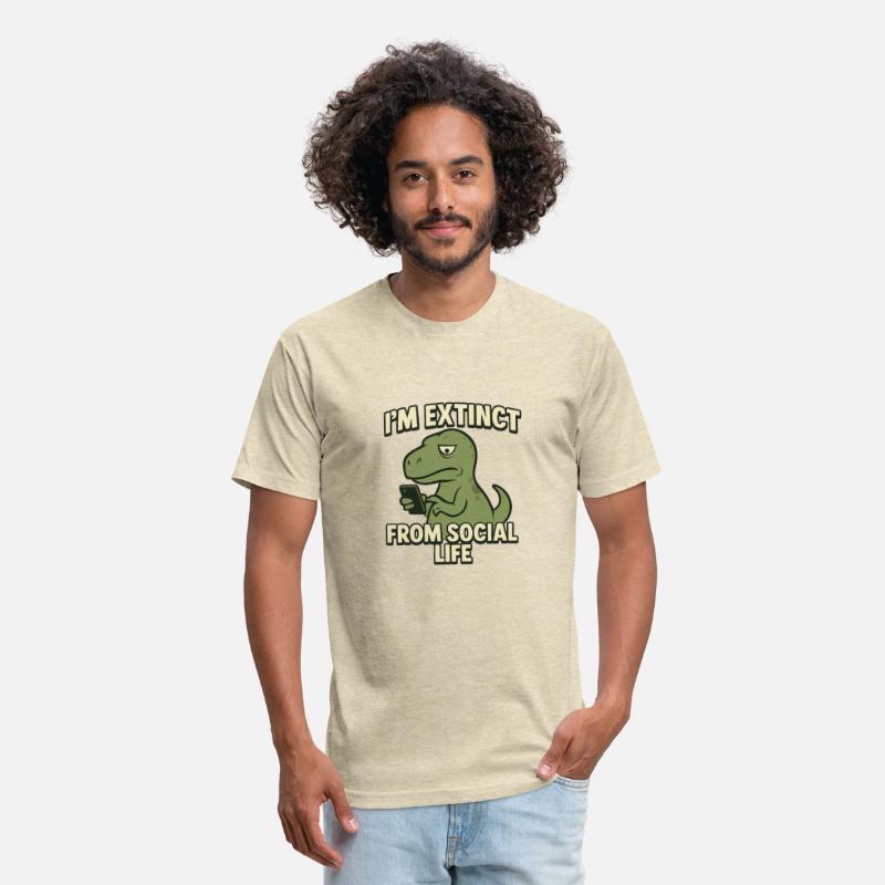 Dinosaur holding phone with caption 'I’m Extinct F