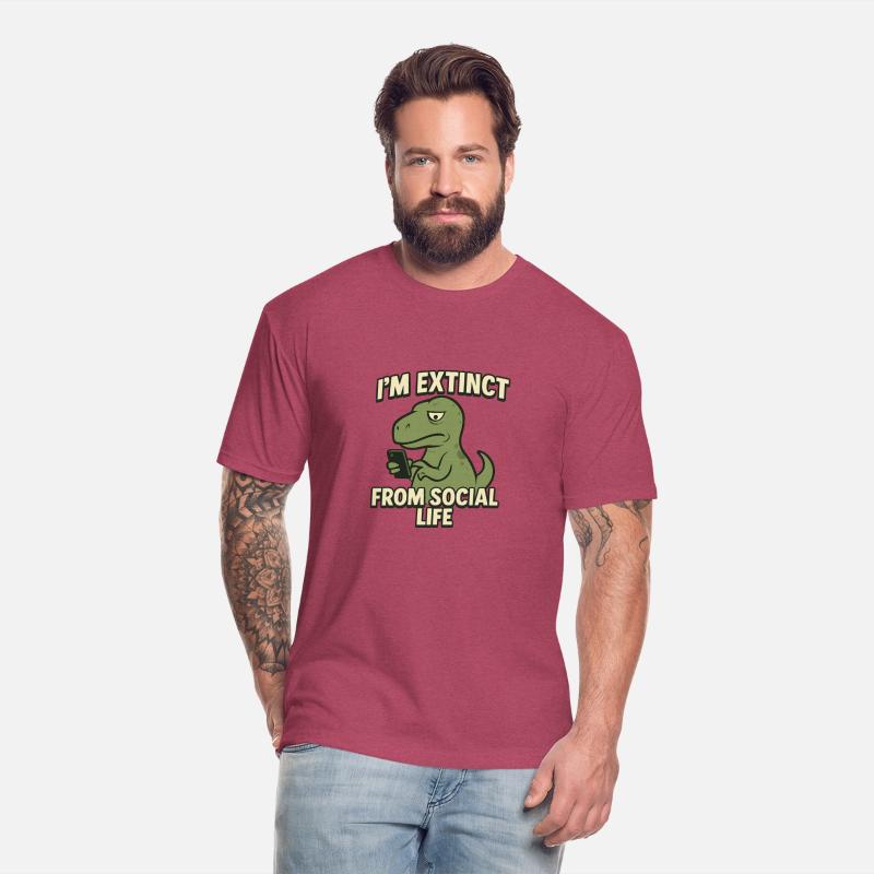 Dinosaur holding phone with caption 'I’m Extinct F