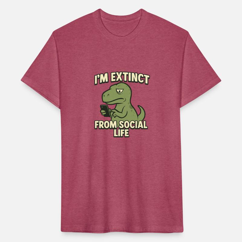Dinosaur holding phone with caption 'I’m Extinct F