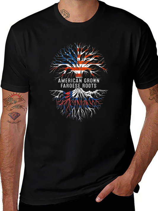 American Faroese Roots Black Graphic T-Shirt