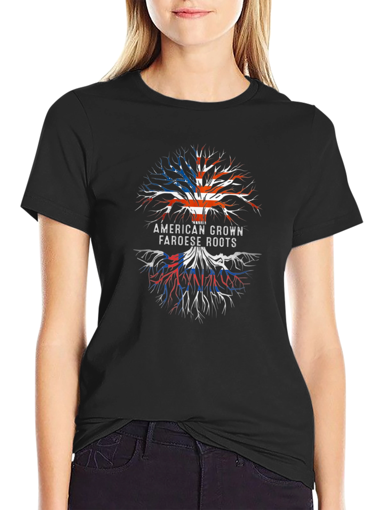 American Faroese Roots Black Graphic T-Shirt