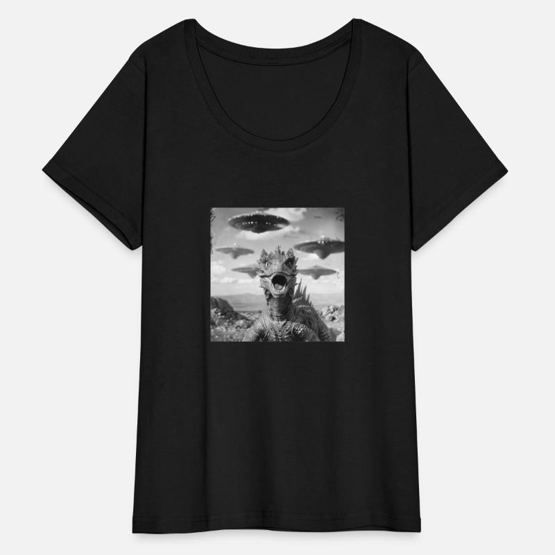 Dragon Selfie with UFO Weird 50s Photo