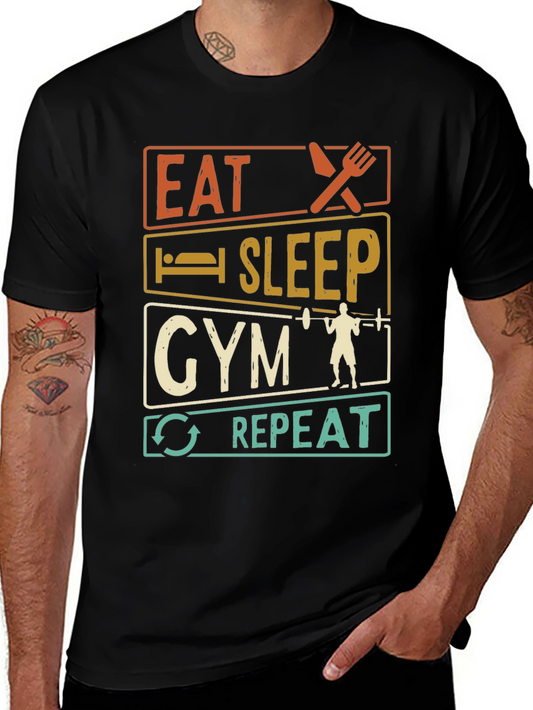Eat Sleep Gym Repeat Graphic T-Shirt