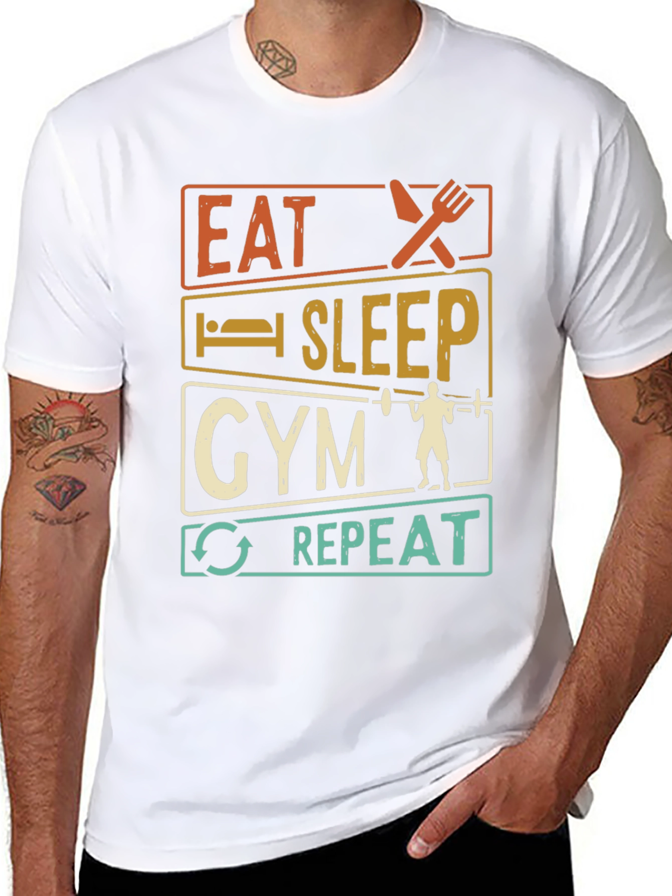 Eat Sleep Gym Repeat Graphic T-Shirt