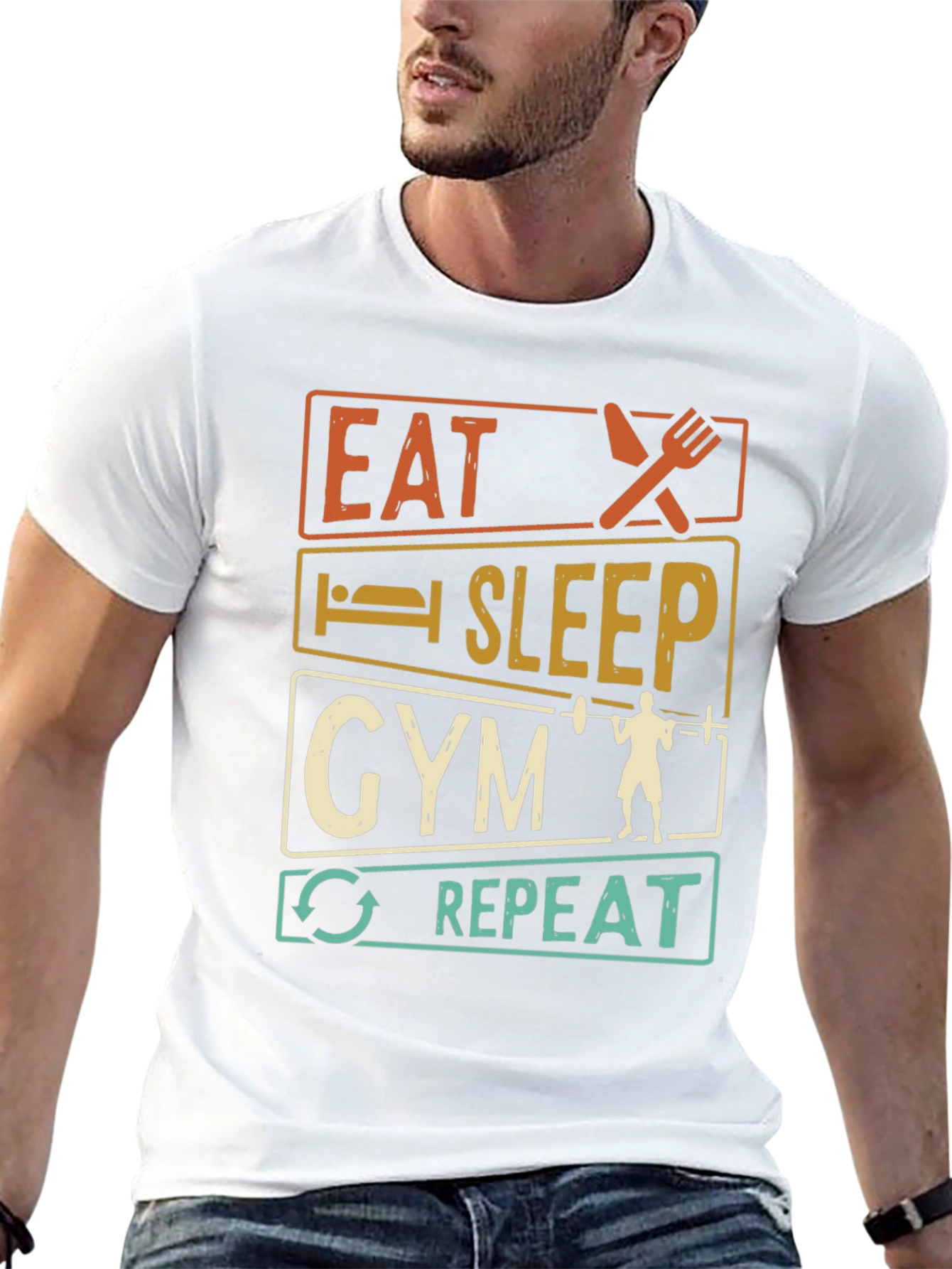 Eat Sleep Gym Repeat Graphic T-Shirt