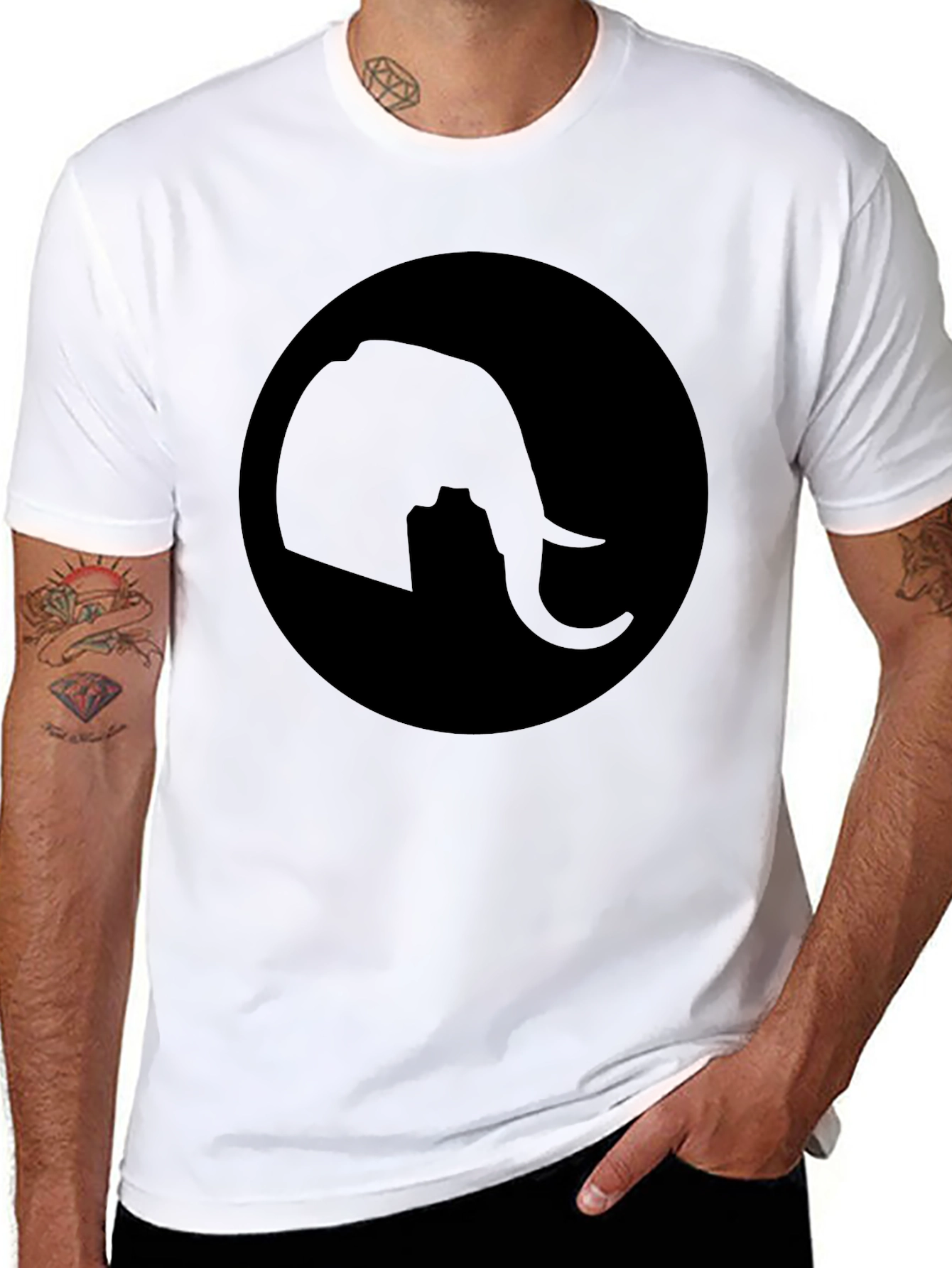 Elephant Silhouette Tee - Classic Black Cotton T-Shirt