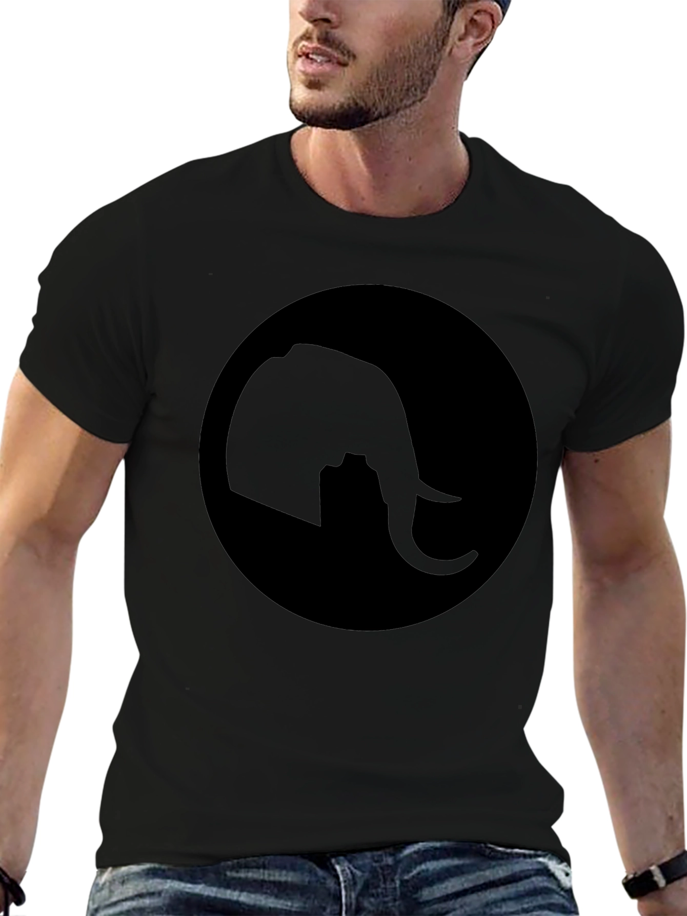 Elephant Silhouette Tee - Classic Black Cotton T-Shirt