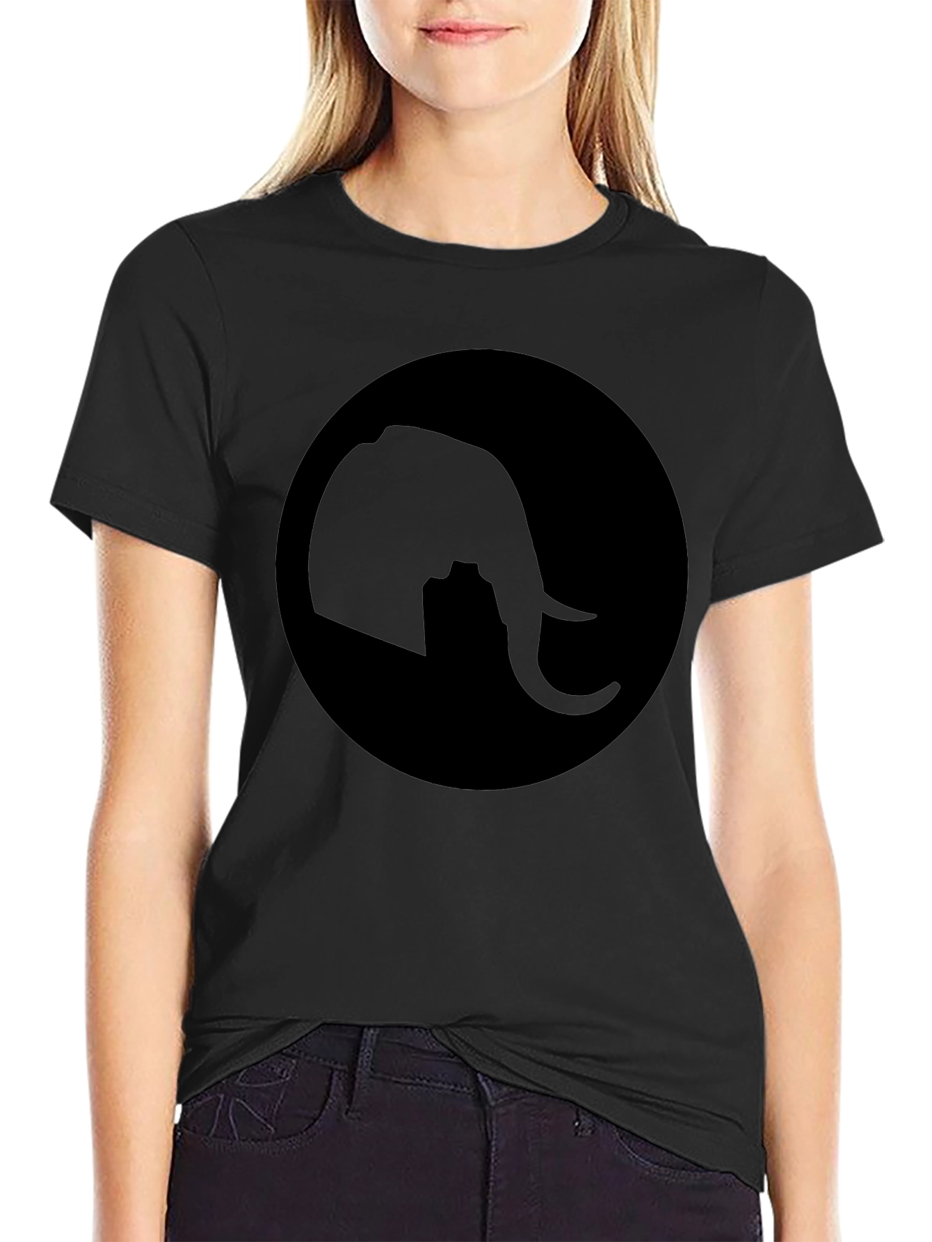 Elephant Silhouette Tee - Classic Black Cotton T-Shirt