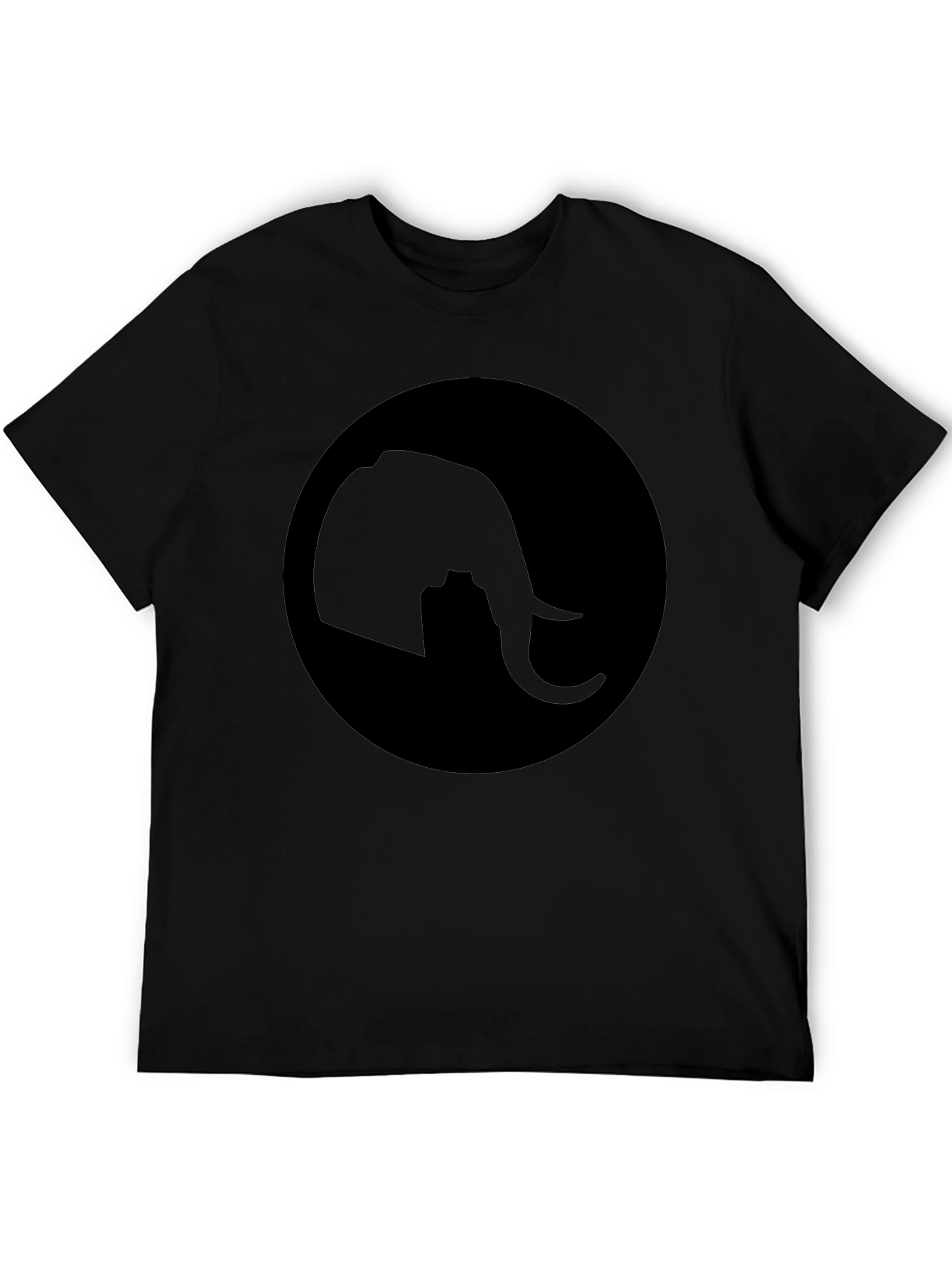 Elephant Silhouette Tee - Classic Black Cotton T-Shirt