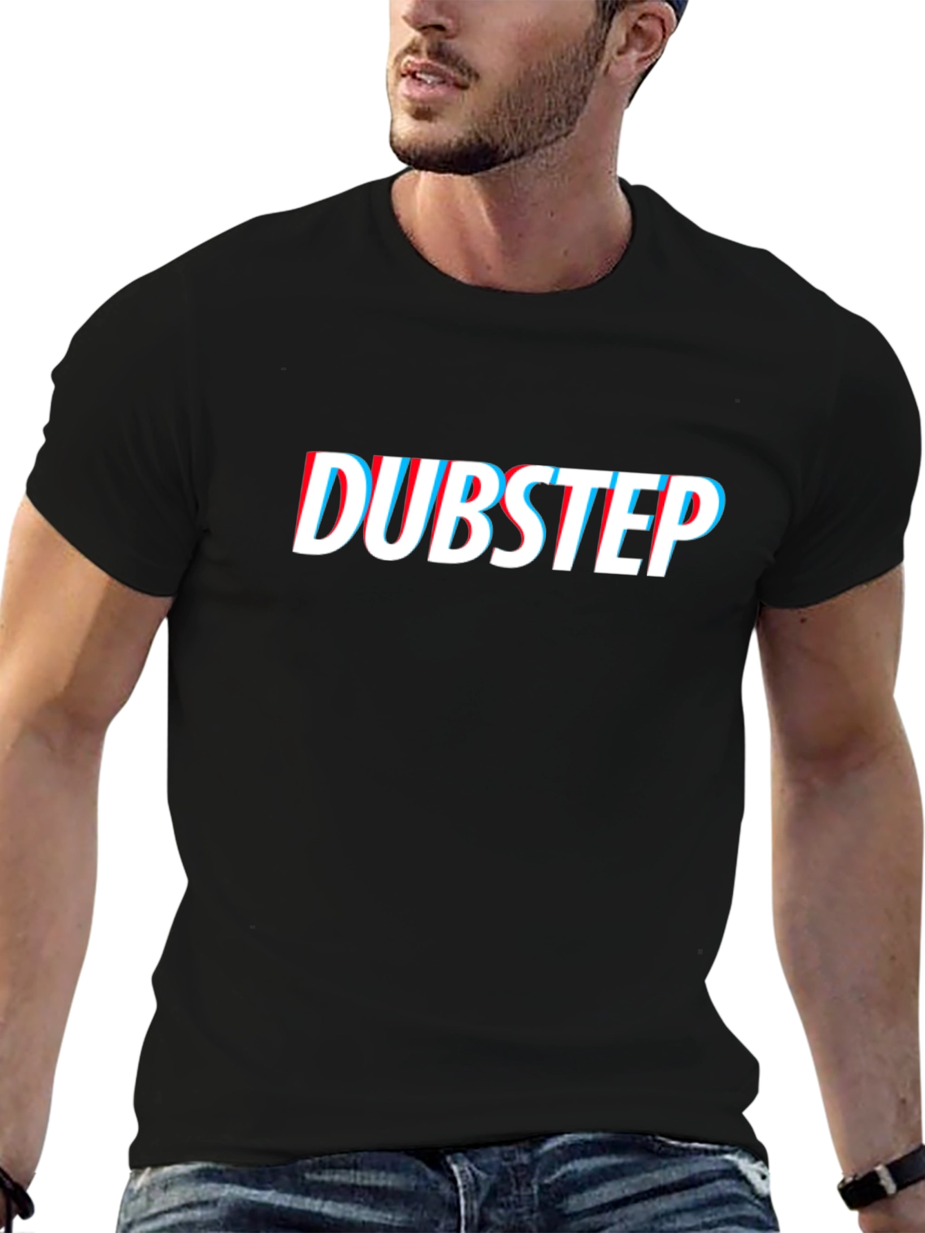 Dubstep Graphic Tee - Black Cotton Blend Casual T-Shirt