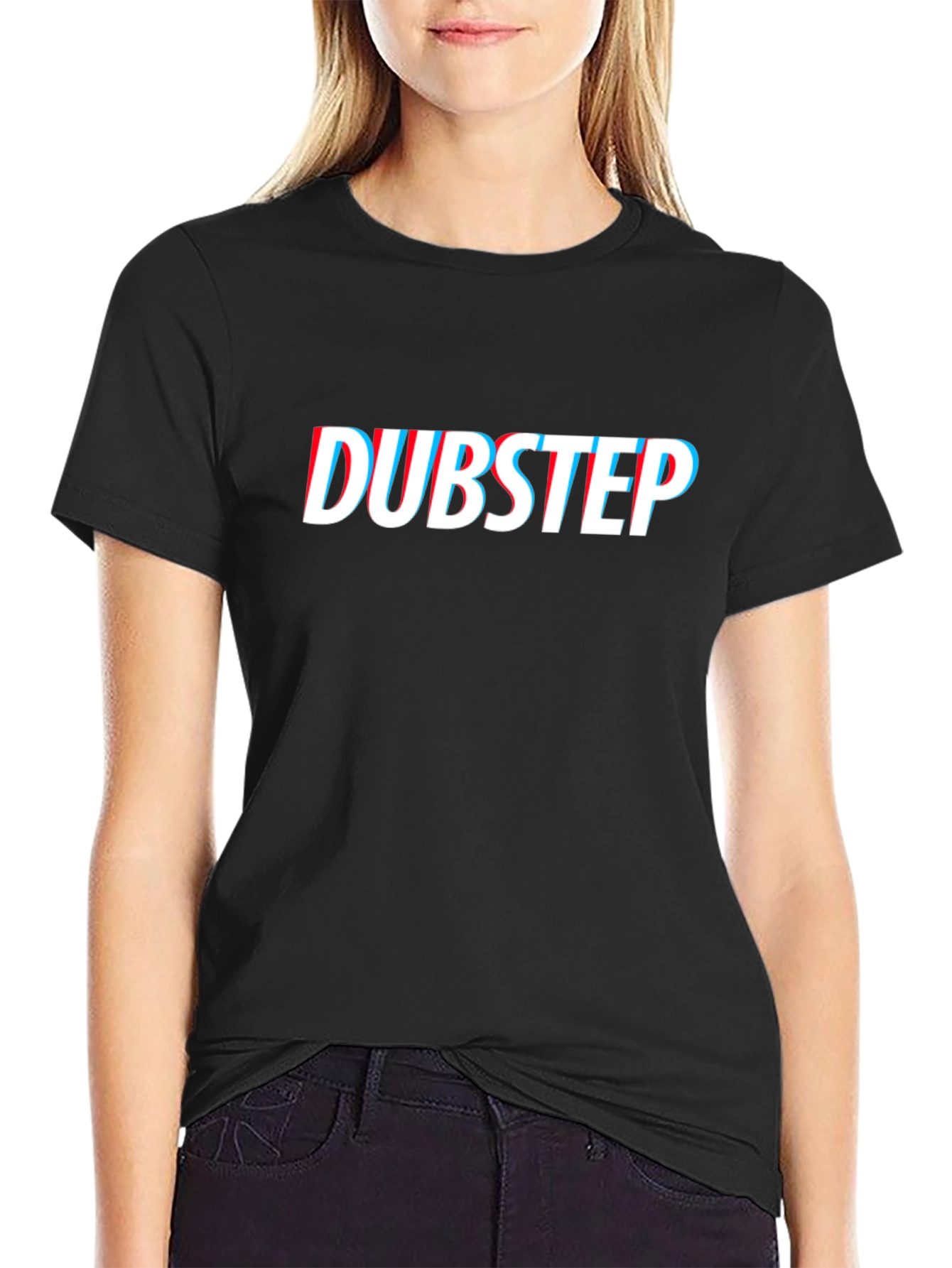 Dubstep Graphic Tee - Black Cotton Blend Casual T-Shirt